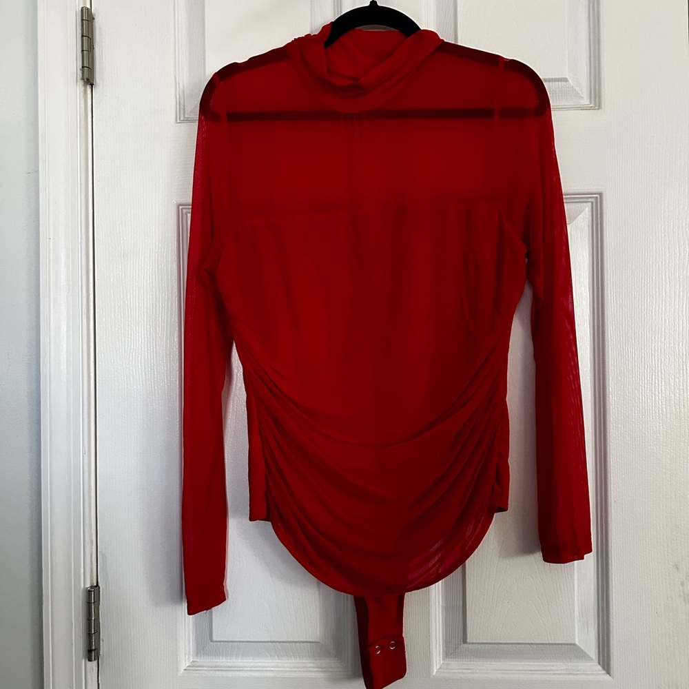 EUC Bright Red Mesh Top